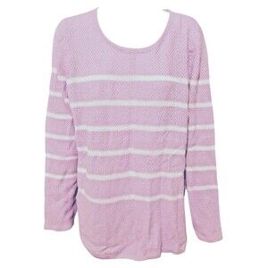 Design 365 Saks Pastel Purple XL Sweater NWT Lace Up Side Stripe Cotton Romantic